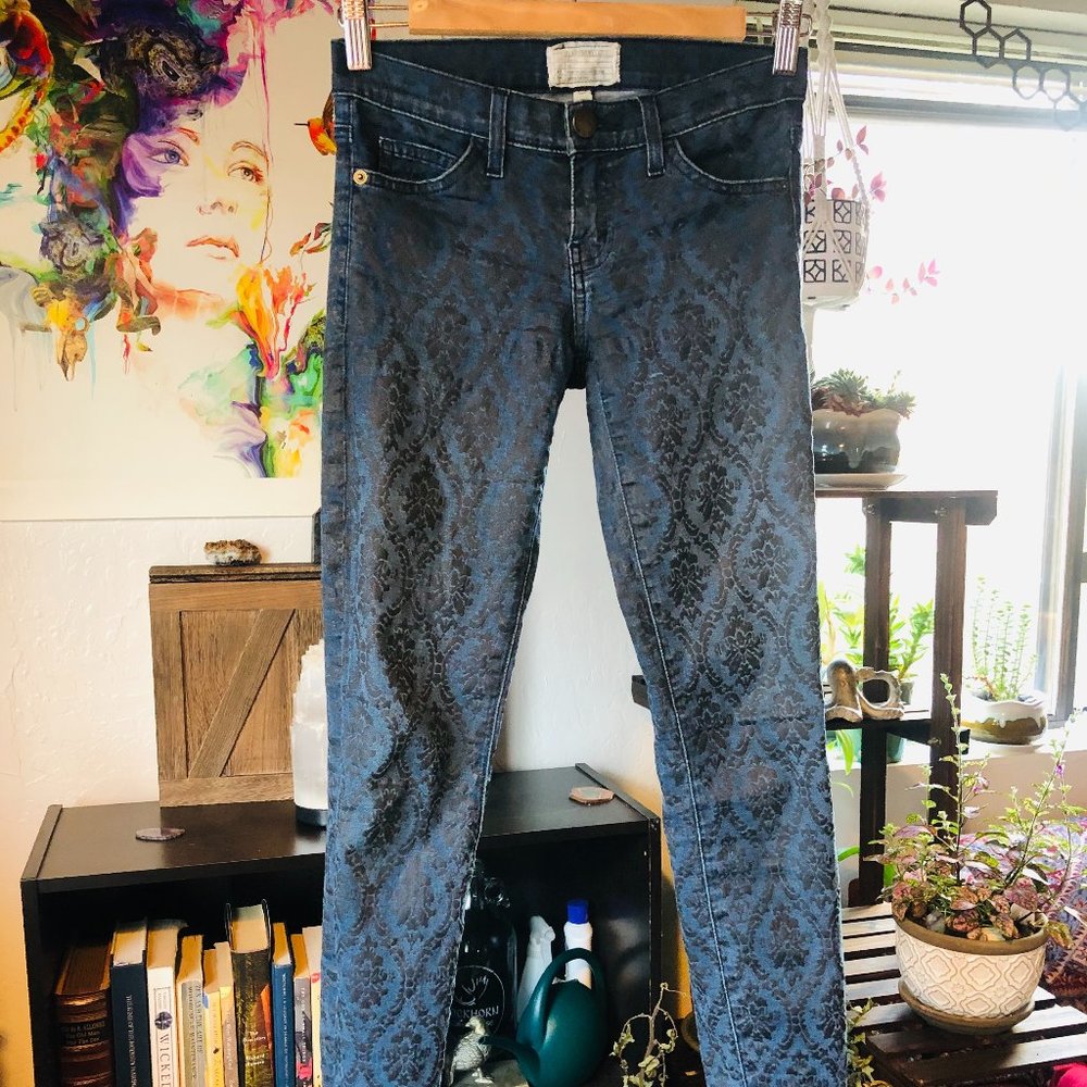 Damask Patterned Skinny Jeans (24/0)